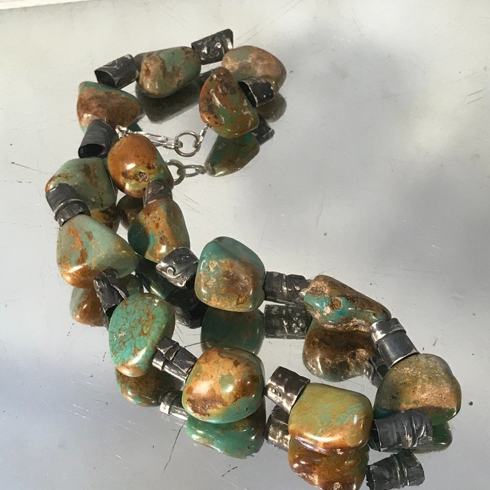 Crescent Valley Turquoise Chunky Necklace Sterling Silver Sustainable 925 - Picture 11 of 11